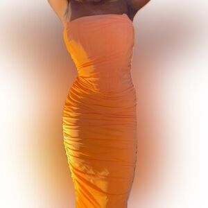 Orange Ruched Akira Dress